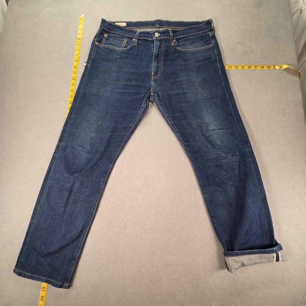Levis 502 Jeans Mens Selvedge Blue Med Wash Regular Fits 36x29